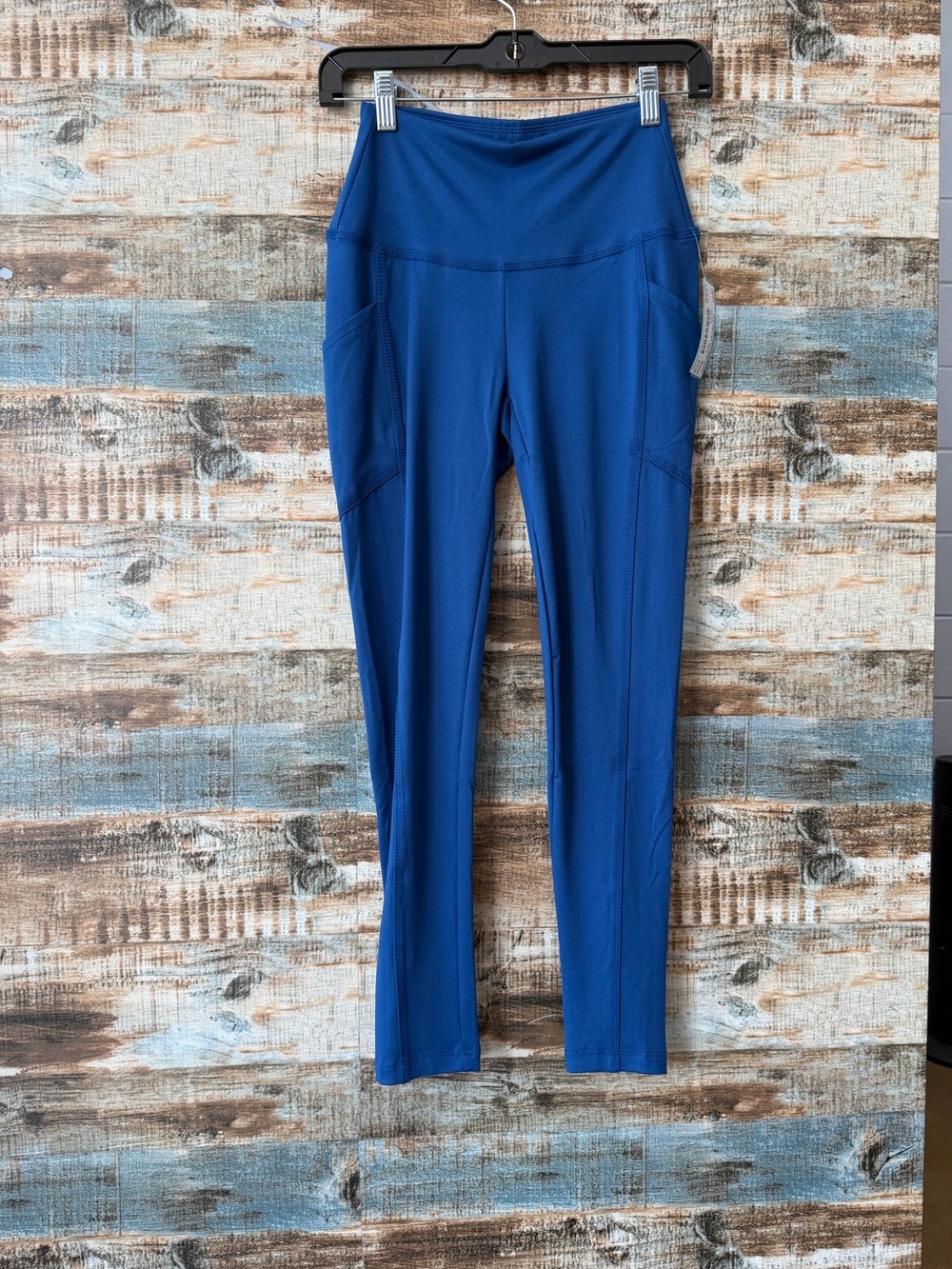 Zenana Blue High-Waist Athletic Leggings with Side Pockets